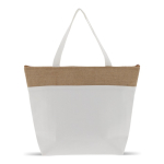 Sac glacière en coton avec détail en jute et fermeture éclair couleur beige deuxième vue