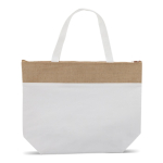 Sac glacière en coton avec détail en jute et fermeture éclair couleur beige troisième vue