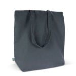 Sac Fairtrade en couleurs neutres avec capacité de 12 kg 270 g/m2 couleur bleu foncé quatrière vue
