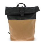 Sac à dos roll-top en RPET et liège avec pochette pour ordinateur 15'' couleur noir troisième vue