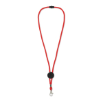 Lanière colorée avec mousqueton en métal et passe personnalisable couleur rouge