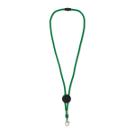 Lanière colorée avec mousqueton en métal et passe personnalisable couleur vert