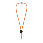 Lanière colorée avec mousqueton en métal et passe personnalisable couleur orange