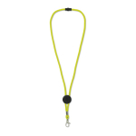 Lanière colorée avec mousqueton en métal et passe personnalisable couleur jaune fluorescent