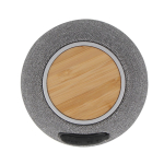 Enceinte et chargeur portable rond et compact en RPET et bambou couleur gris cinquième vue
