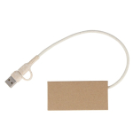 Hub en papier recyclé avec 2 ports USB et un port USB-C couleur naturel quatrière vue