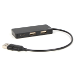 Hub USB en aluminium avec 3 ports et câble d'une longueur de 20 cm couleur noir