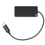 Hub USB en aluminium avec 3 ports et câble d'une longueur de 20 cm couleur noir troisième vue