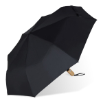 Parapluie pliable en RPET avec poignée en bois Ø94 couleur noir