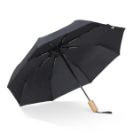Parapluie pliable en RPET avec poignée en bois Ø94 couleur noir deuxième vue