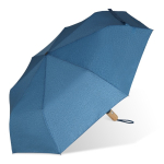 Parapluie pliable en RPET avec poignée en bois Ø94 couleur bleu foncé