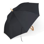 Parapluie en RPET avec poignée en bois et design particulier Ø103 couleur noir