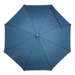Parapluie en RPET résistant aux tempêtes avec embouts en bois Ø103 couleur bleu foncé troisième vue