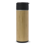 Gourde à double paroi finition bambou et couvercle rabattable 400ml couleur bois troisième vue