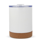 Gobelet en acier inoxydable à double paroi avec base en liège 350ml couleur blanc quatrière vue
