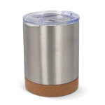 Gobelet en acier inoxydable à double paroi avec base en liège 350ml couleur argenté