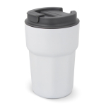 Gobelet à emporter en inox avec couvercle en silicone 350ml couleur blanc