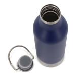 Gourde hermétique en acier inoxydable avec anse de transport 400ml couleur bleu foncé quatrière vue