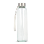Gourde en verre transparente avec bouchon anti-fuite et sangle 500 ml couleur transparent troisième vue