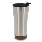 Gobelet à emporter à double paroi avec détail en liège à la base 480ml couleur argenté