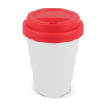 Gobelet à emporter en plastique recyclé avec couvercle coloré 250ml couleur rouge