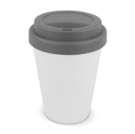Gobelet à emporter en plastique recyclé avec couvercle coloré 250ml couleur gris