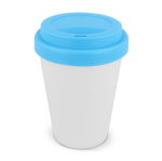 Gobelet à emporter en plastique recyclé avec couvercle coloré 250ml couleur bleu ciel