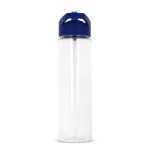 Gourde en RPET transparente avec bouchon à paille pliable 600ml couleur bleu deuxième vue