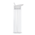 Gourde en RPET transparente avec bouchon à paille pliable 600ml couleur blanc