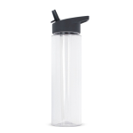Gourde en RPET transparente avec bouchon à paille pliable 600ml couleur gris foncé