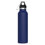 Gourde en acier inoxydable 100% anti-fuite avec mousqueton 650ml couleur bleu foncé