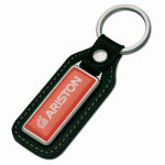 Porte-clés rectangulaire en métal à personnaliser avec cuir couleur noir