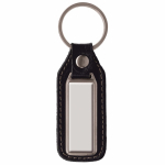 Porte-clés rectangulaire en métal à personnaliser avec cuir couleur noir deuxième vue