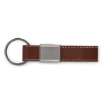 Porte-clés en cuir avec détail en métal à personnaliser couleur marron deuxième vue