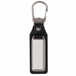 Porte-clés rectangulaire en métal et cuir synthétique à personnaliser couleur noir deuxième vue