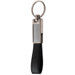 Porte-clés en lanière de cuir avec détail en métal en haut couleur noir
