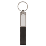 Porte-clés en lanière de cuir avec détail en métal en haut couleur noir deuxième vue
