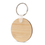 Porte-clés circulaire en bambou à personnaliser Ø45mm couleur naturel