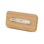 Porte-badge en bambou promotionnel avec fermoir à épingle Bamboo couleur naturel deuxième vue