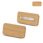 Badge promotionnel en bambou avec attache à épingle Bamboo