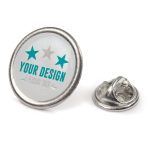 Pin commémoratif rond en métal à personnaliser Ø20mm couleur argenté brillant
