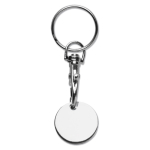 Porte-clés métallique rond avec pièce pour caddie de courses couleur argenté deuxième vue