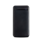 Powerbank en ABS recyclé avec plusieurs ports 10 000 mAh couleur noir vue avec impression