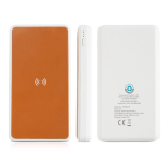 Batterie externe sans fil en cuir recyclé 8 000 mAh couleur marron clair
