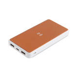 Batterie externe sans fil en cuir recyclé 8 000 mAh couleur marron clair