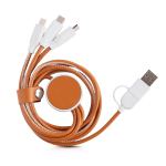 Câble de charge vintage 6 en 1 en cuir synthétique et ABS recyclé couleur marron clair