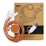 Câble de charge vintage 6 en 1 en cuir synthétique et ABS recyclé vue en boîte