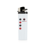 Briquet simple jetable à pierre en plusieurs couleurs couleur blanc vue avec impression