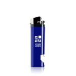 Briquet jetable en plusieurs couleurs avec décapsuleur couleur bleu roi vue avec impression