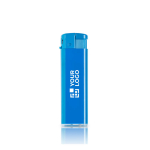 Briquet électronique rechargeable avec protection enfant couleur bleu roi vue avec impression
